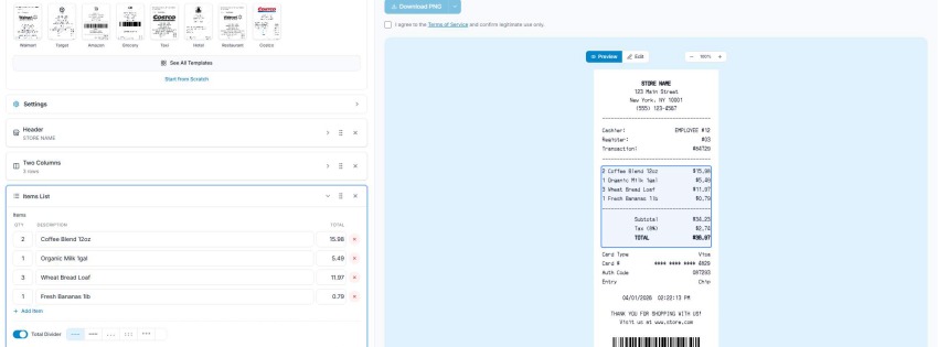 Receipt Generator